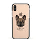 French Bulldog Personalised Apple iPhone Xs Impact Case Black Edge on Gold Phone