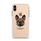 French Bulldog Personalised Apple iPhone Xs Impact Case White Edge on Gold Phone