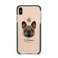 French Bulldog Personalised Apple iPhone Xs Max Impact Case Black Edge on Gold Phone
