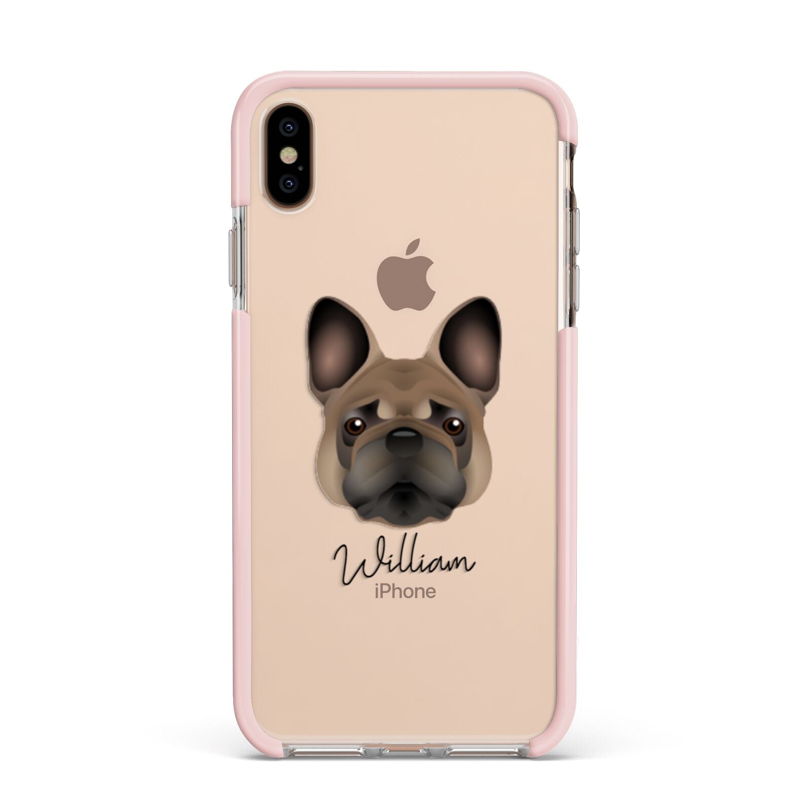 French Bulldog Personalised Apple iPhone Xs Max Impact Case Pink Edge on Gold Phone