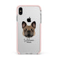 French Bulldog Personalised Apple iPhone Xs Max Impact Case Pink Edge on Silver Phone