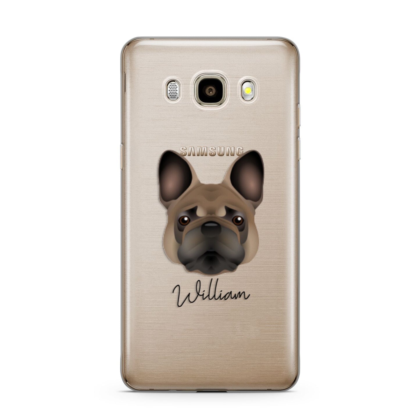 French Bulldog Personalised Samsung Galaxy J7 2016 Case on gold phone