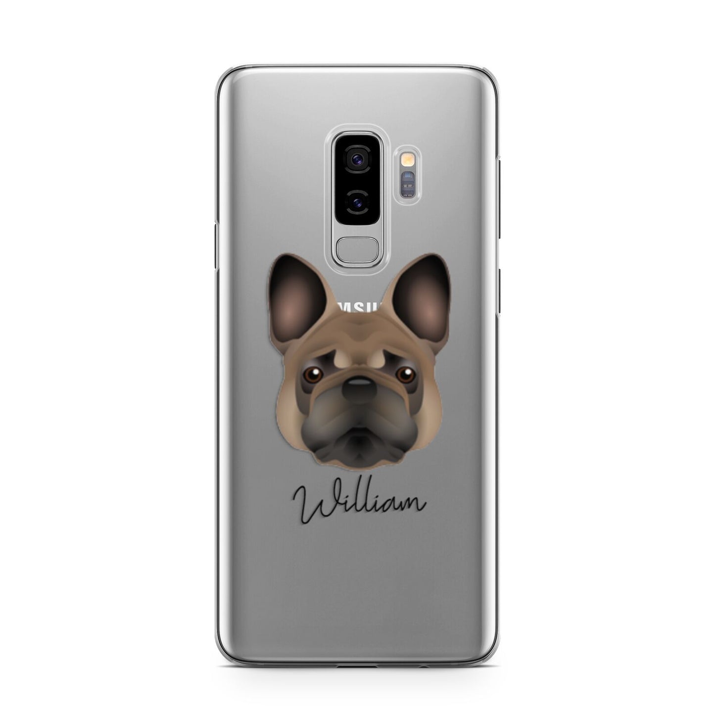 French Bulldog Personalised Samsung Galaxy S9 Plus Case on Silver phone