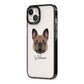 French Bulldog Personalised iPhone 13 Black Impact Case Side Angle on Silver phone