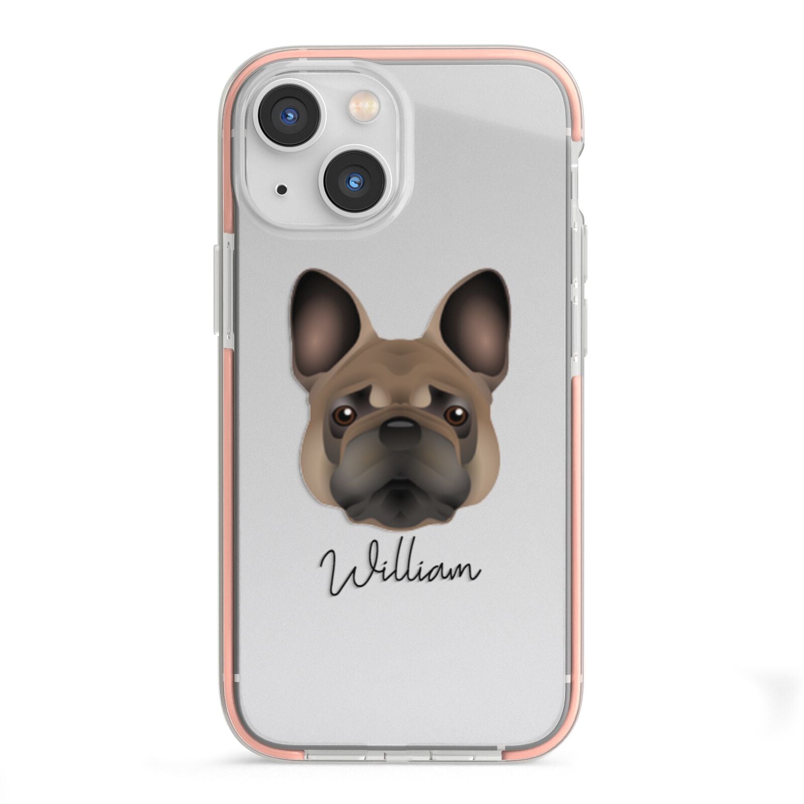 French Bulldog Personalised iPhone 13 Mini TPU Impact Case with Pink Edges
