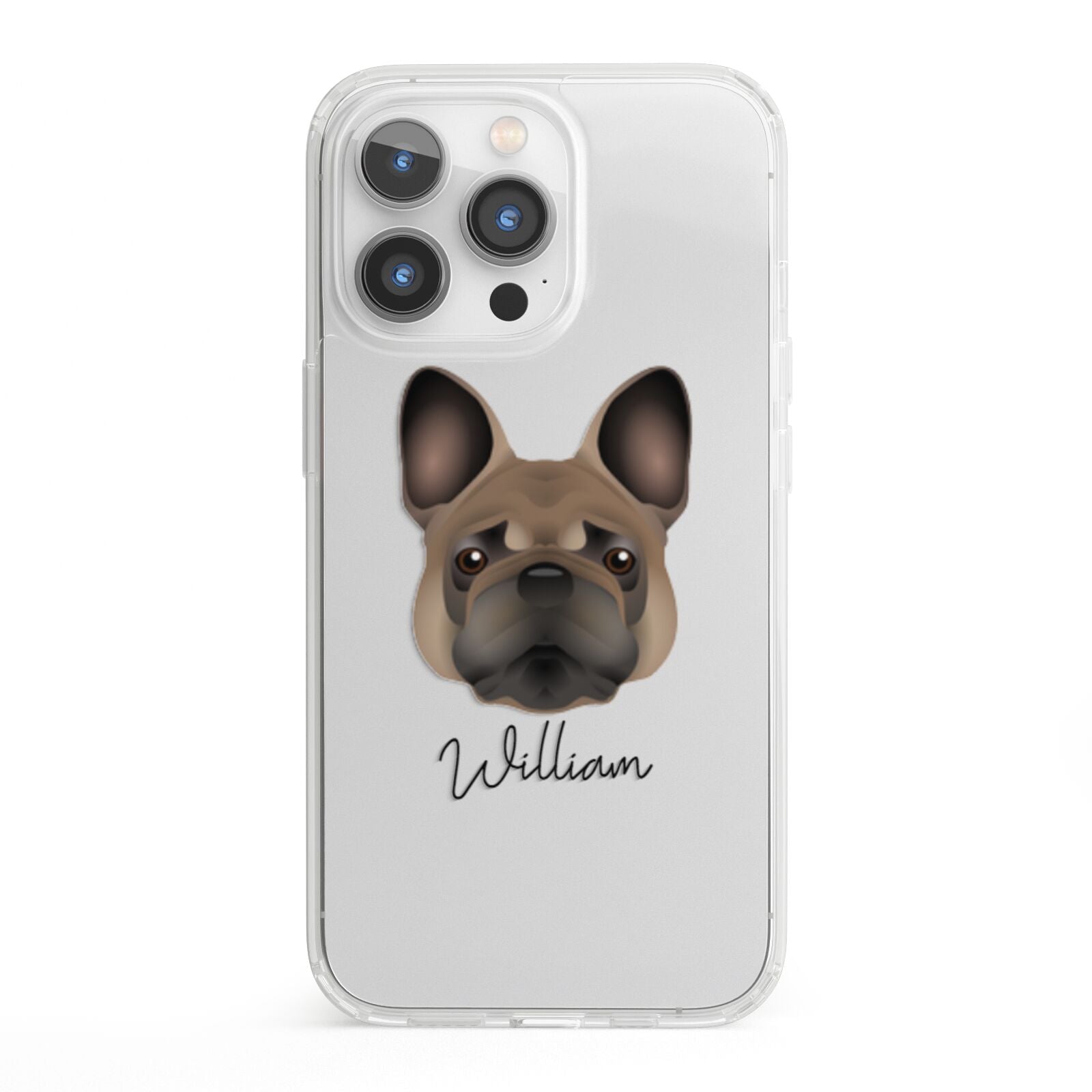 French Bulldog Personalised iPhone 13 Pro Clear Bumper Case