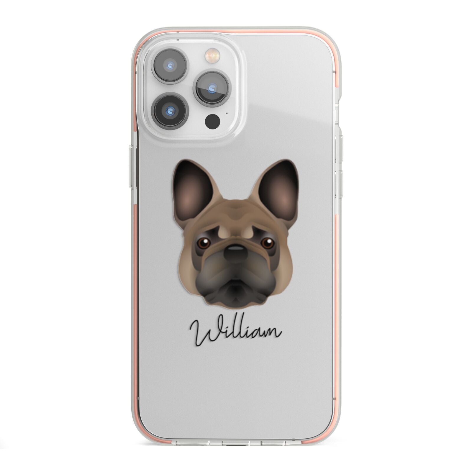 French Bulldog Personalised iPhone 13 Pro Max TPU Impact Case with Pink Edges