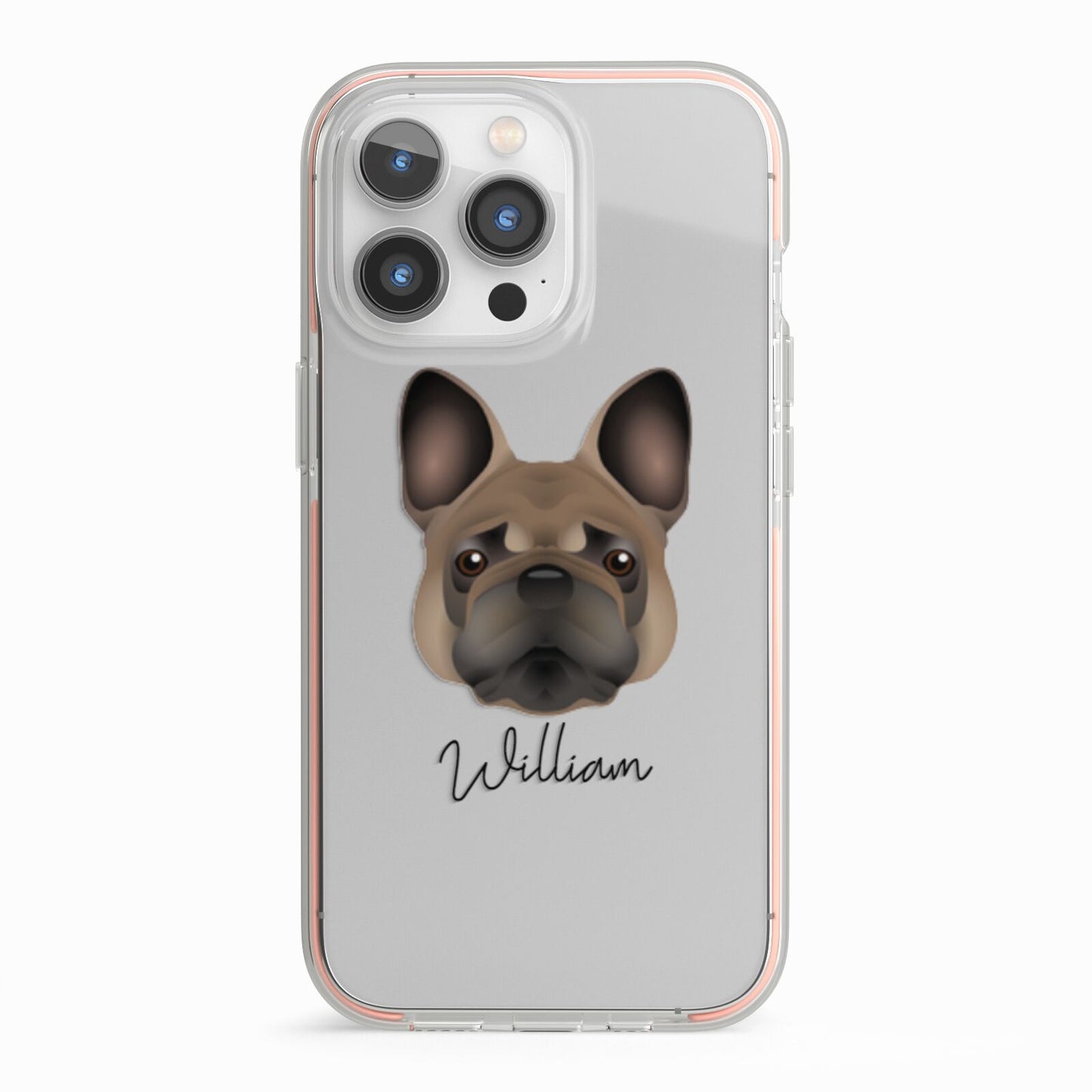 French Bulldog Personalised iPhone 13 Pro TPU Impact Case with Pink Edges