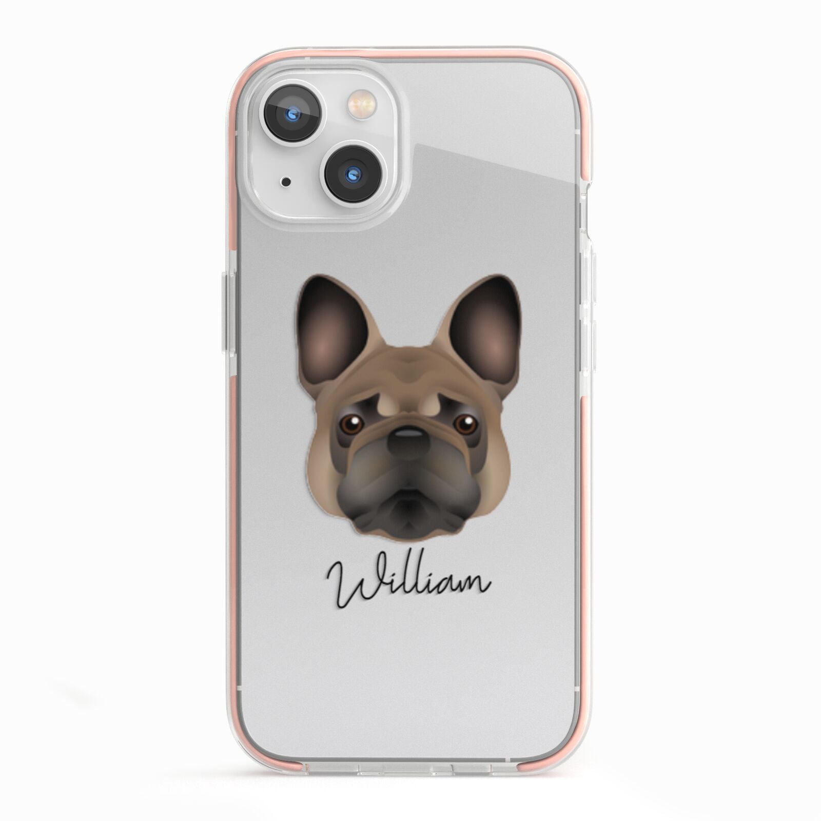 French Bulldog Personalised iPhone 13 TPU Impact Case with Pink Edges