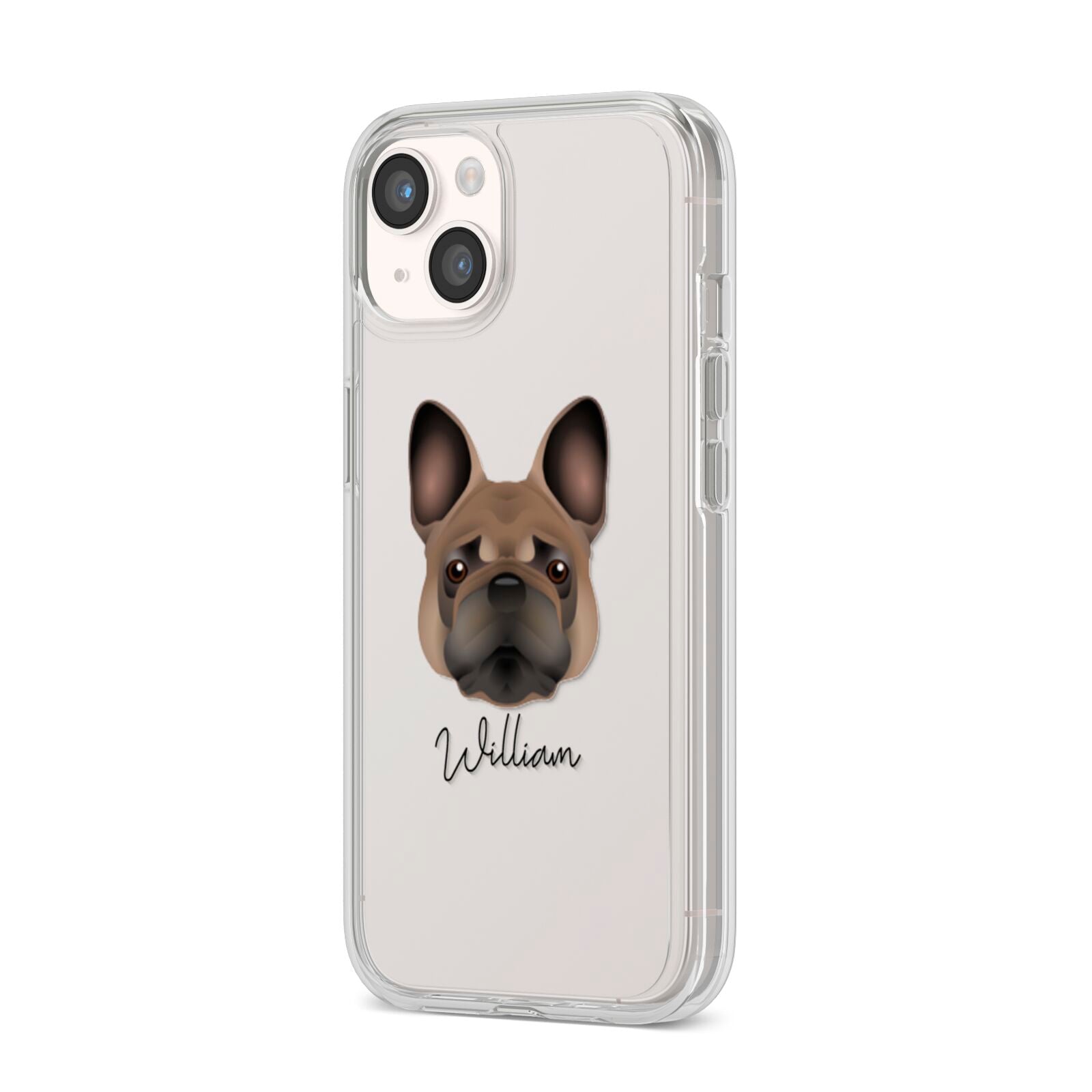 French Bulldog Personalised iPhone 14 Clear Tough Case Starlight Angled Image