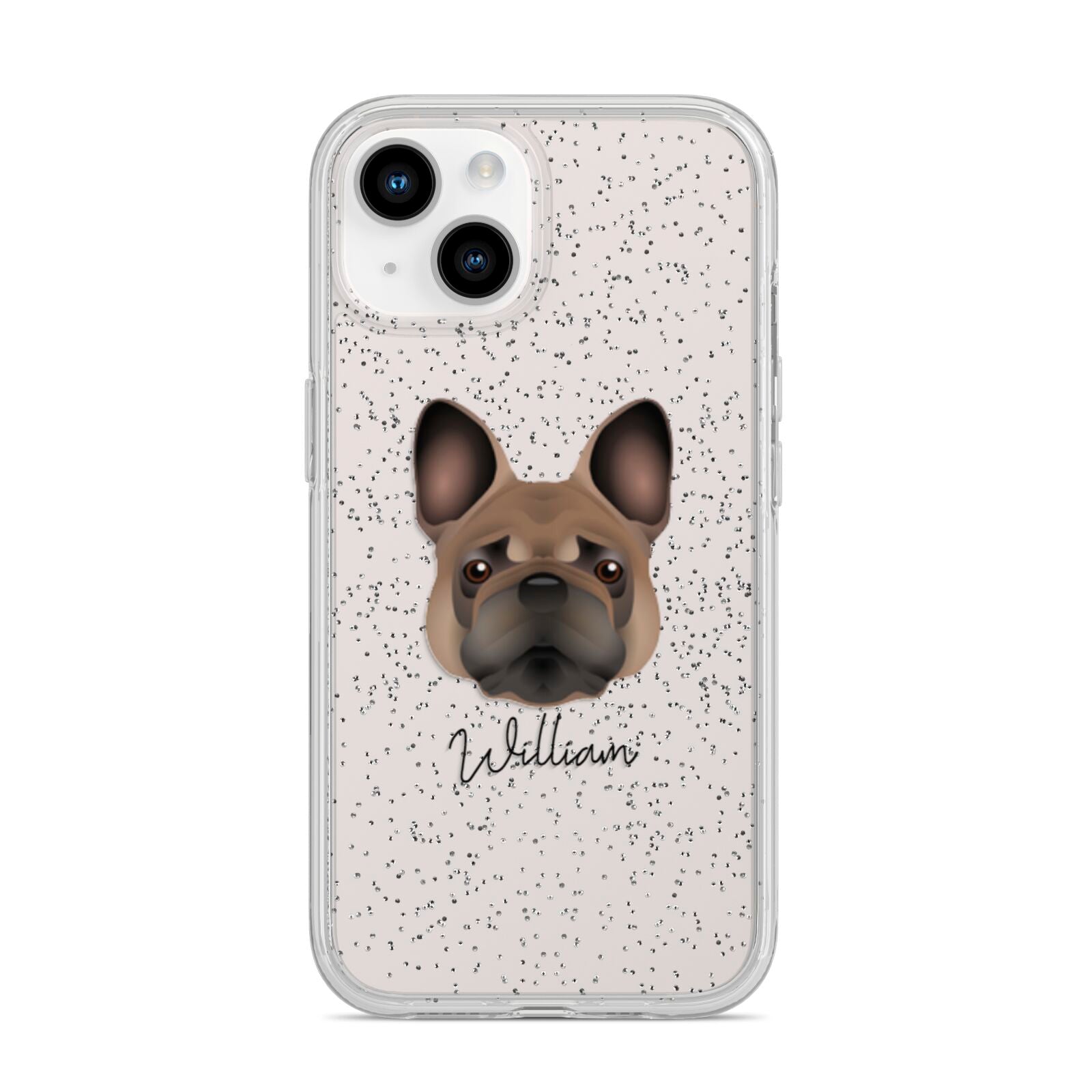French Bulldog Personalised iPhone 14 Glitter Tough Case Starlight