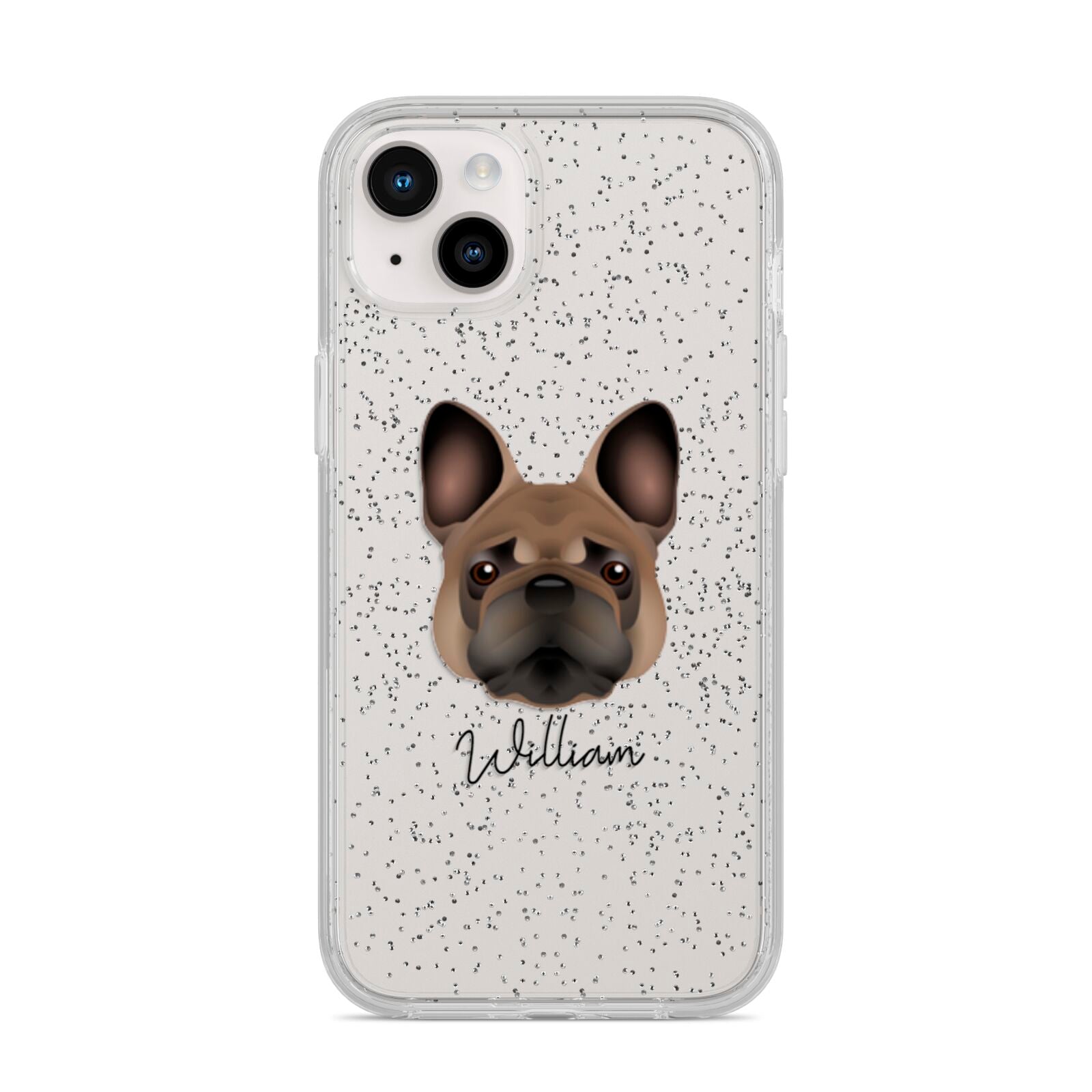 French Bulldog Personalised iPhone 14 Plus Glitter Tough Case Starlight