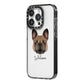 French Bulldog Personalised iPhone 14 Pro Black Impact Case Side Angle on Silver phone