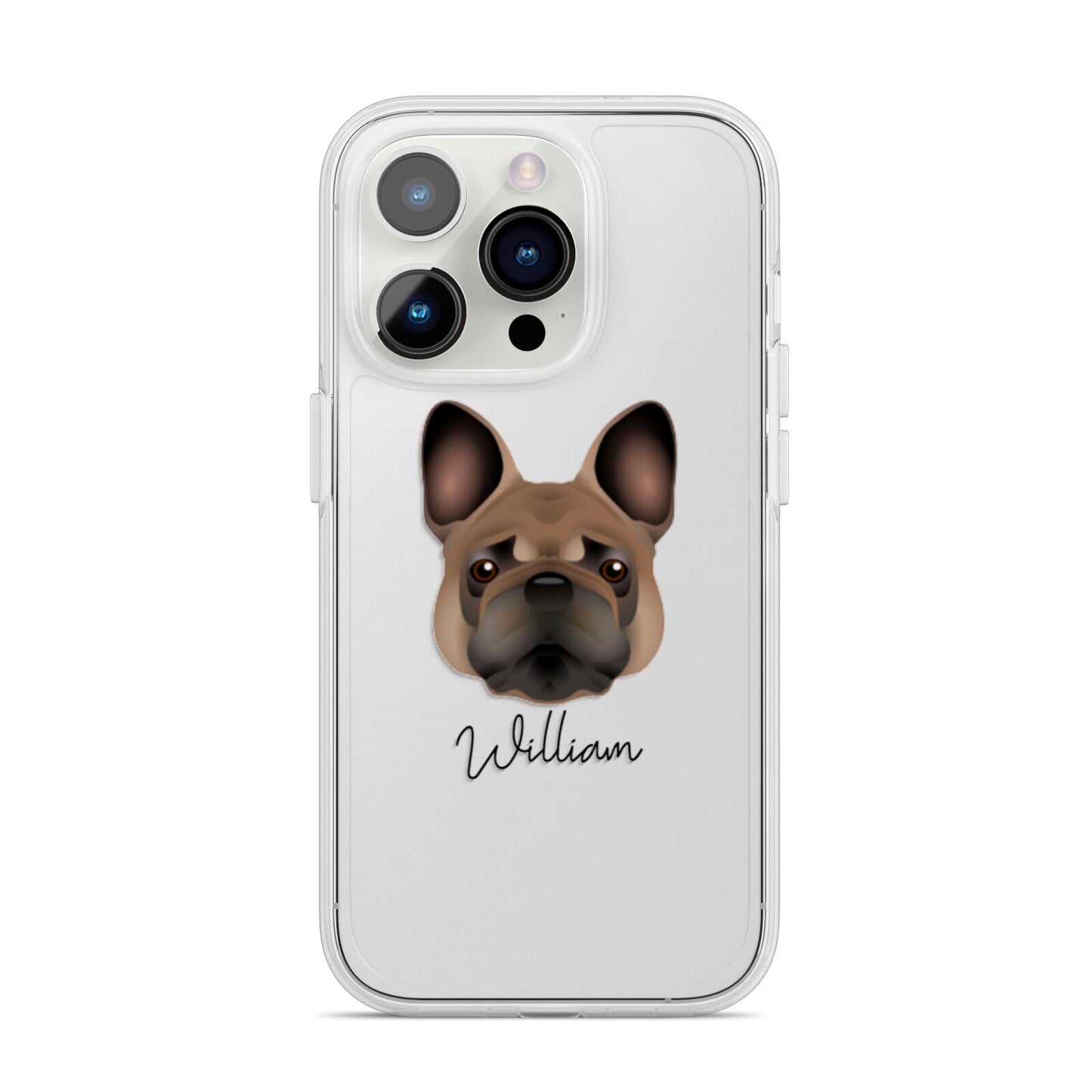 French Bulldog Personalised iPhone 14 Pro Clear Tough Case Silver