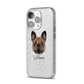 French Bulldog Personalised iPhone 14 Pro Glitter Tough Case Silver Angled Image