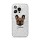 French Bulldog Personalised iPhone 14 Pro Glitter Tough Case Silver