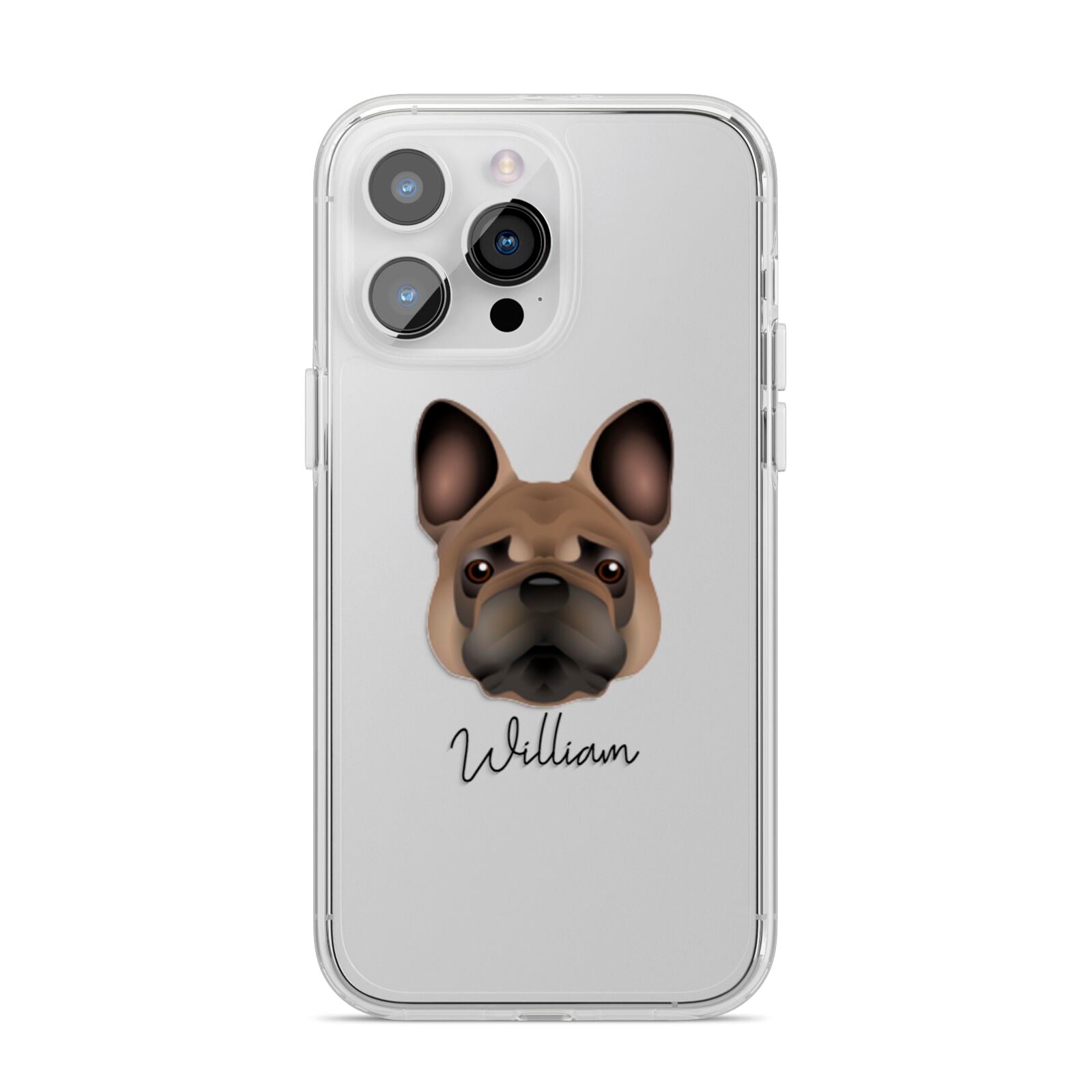French Bulldog Personalised iPhone 14 Pro Max Clear Tough Case Silver