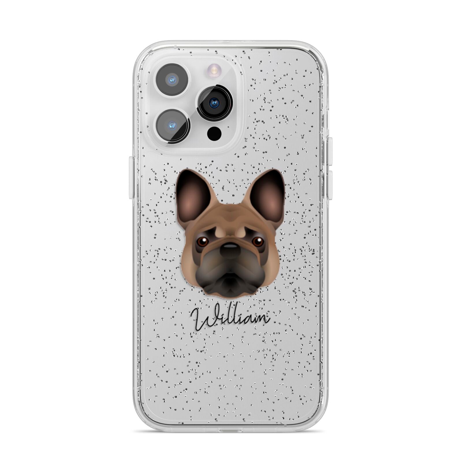 French Bulldog Personalised iPhone 14 Pro Max Glitter Tough Case Silver