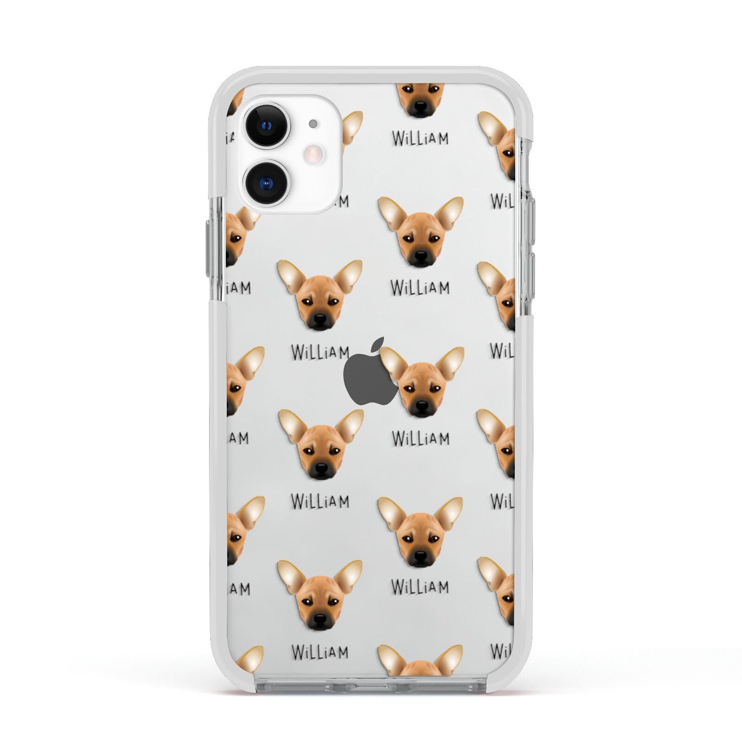 French Pin Icon with Name Apple iPhone 11 in White with White Impact Case