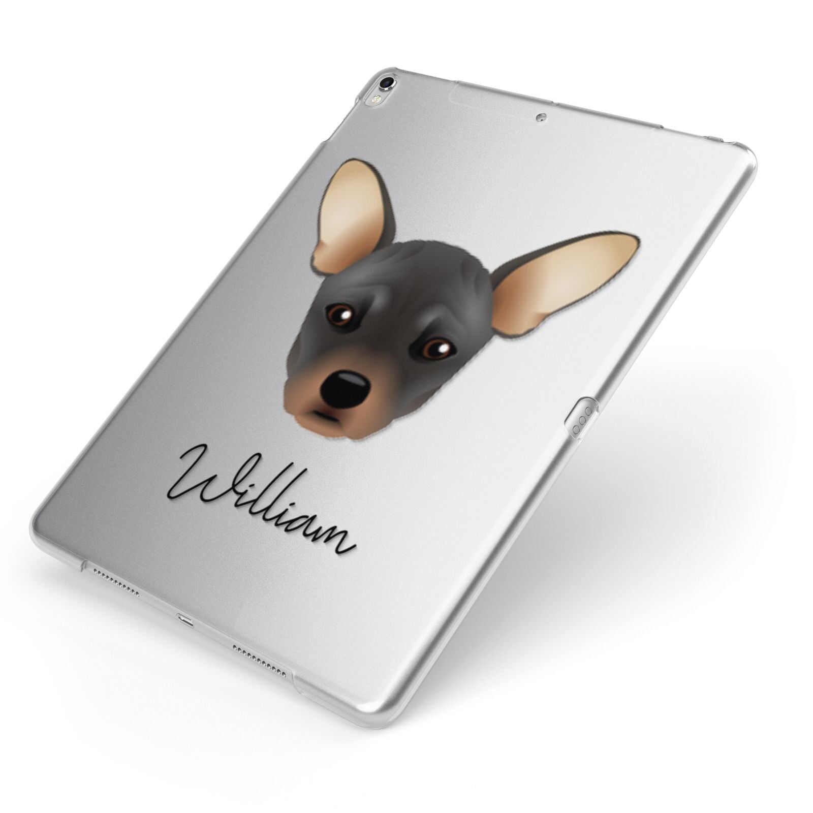 French Pin Personalised Apple iPad Case on Silver iPad Side View