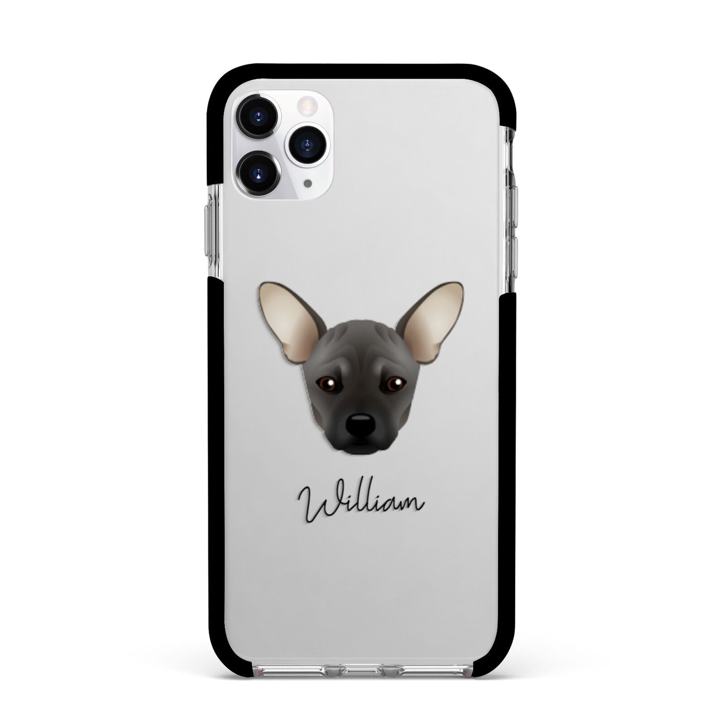 French Pin Personalised Apple iPhone 11 Pro Max in Silver with Black Impact Case