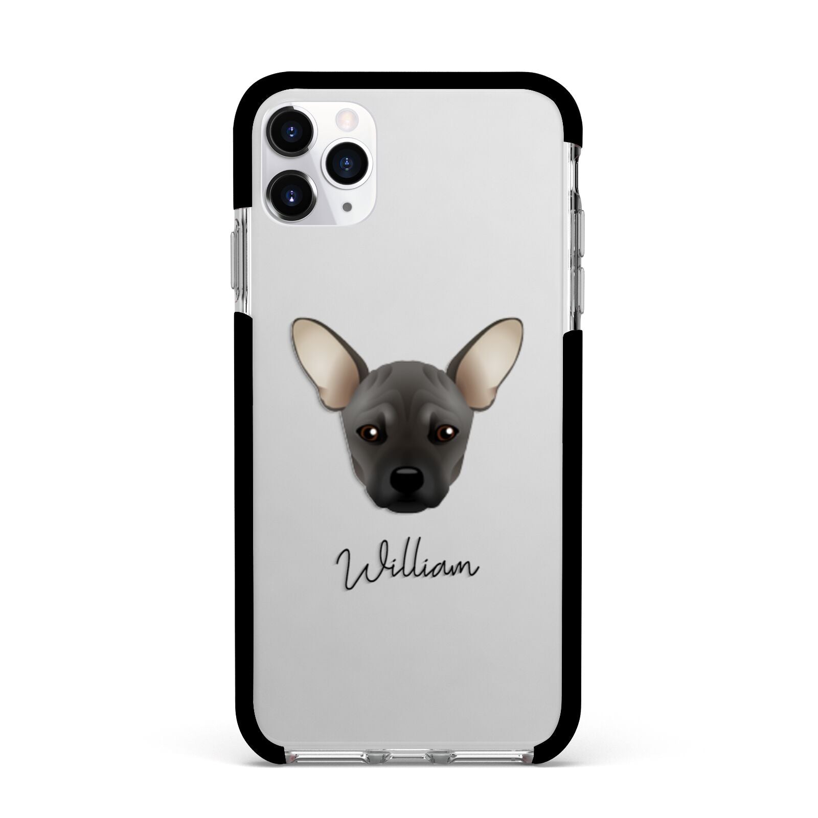 French Pin Personalised Apple iPhone 11 Pro Max in Silver with Black Impact Case