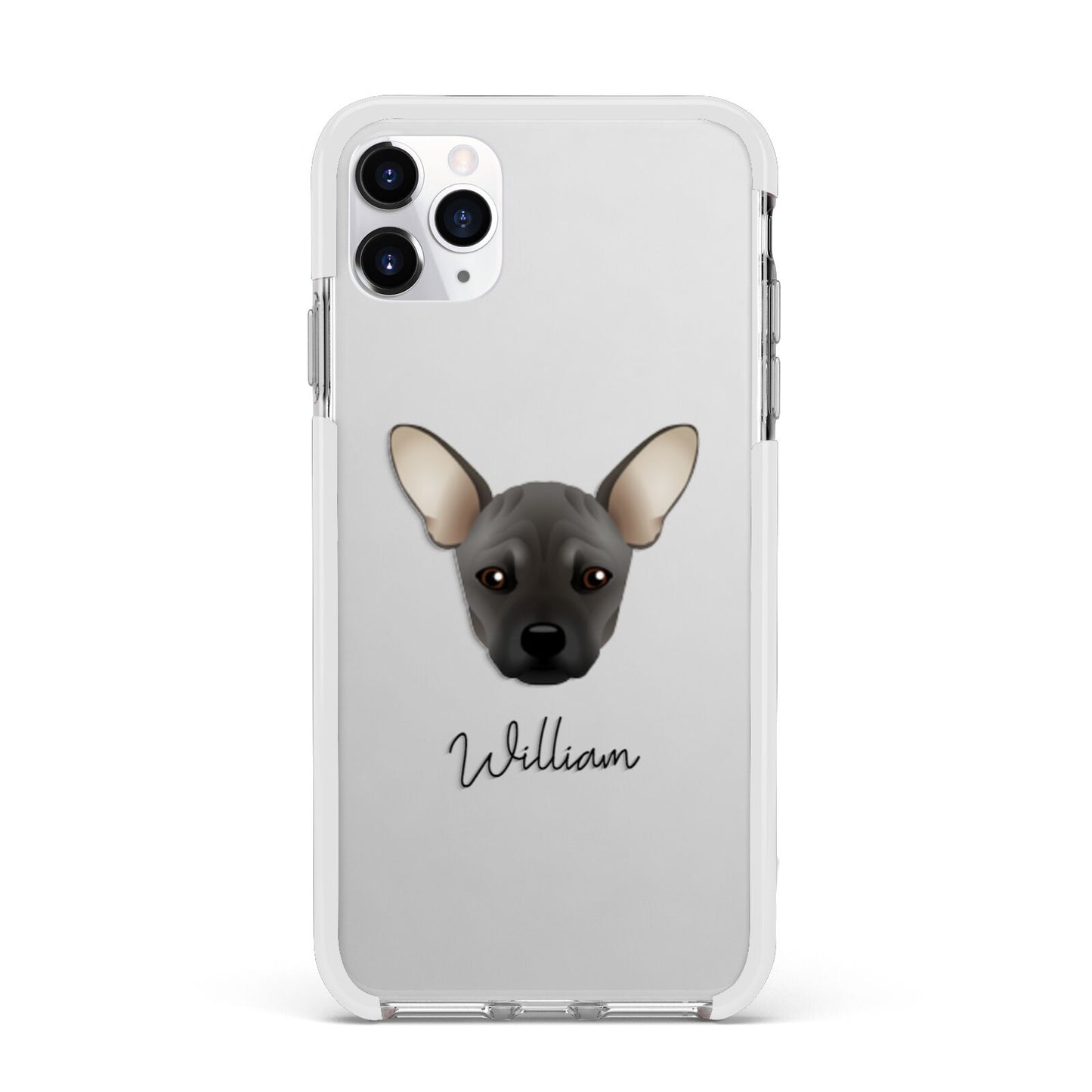 French Pin Personalised Apple iPhone 11 Pro Max in Silver with White Impact Case