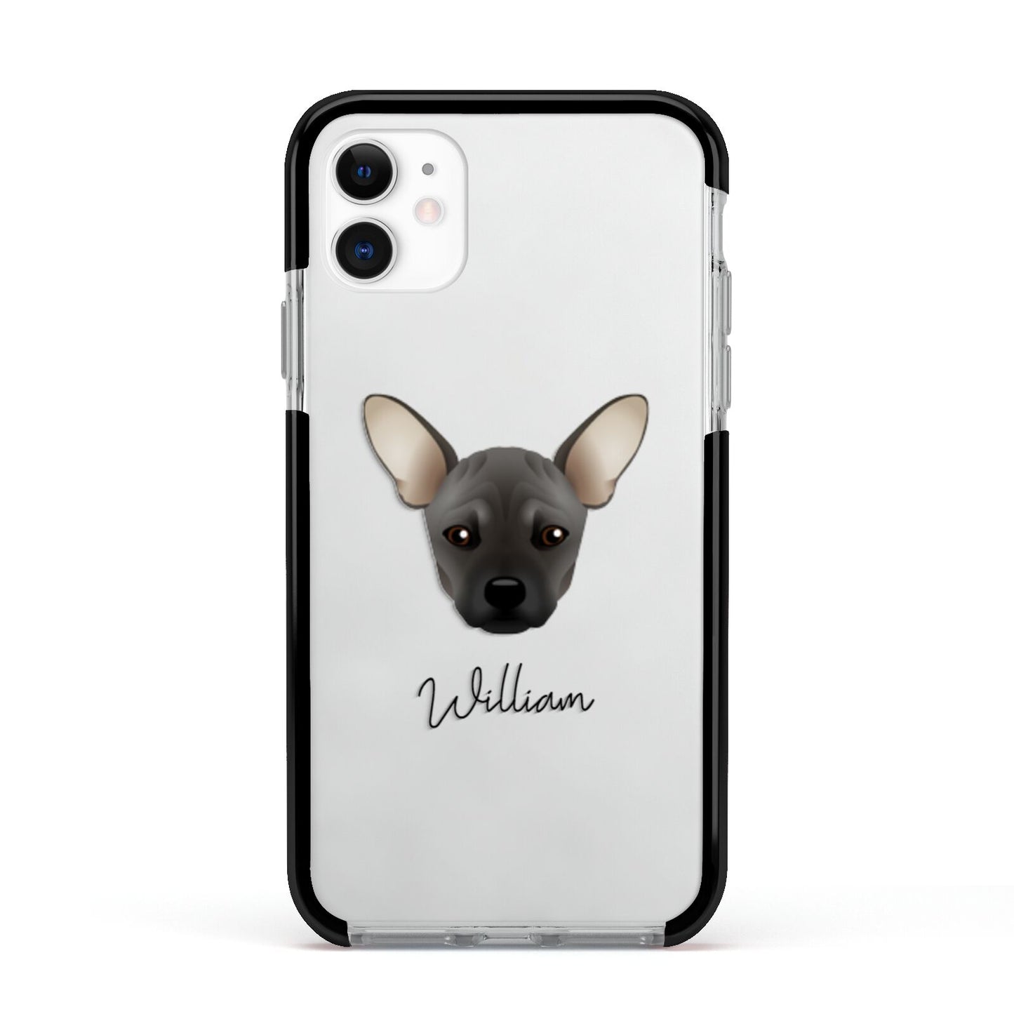 French Pin Personalised Apple iPhone 11 in White with Black Impact Case