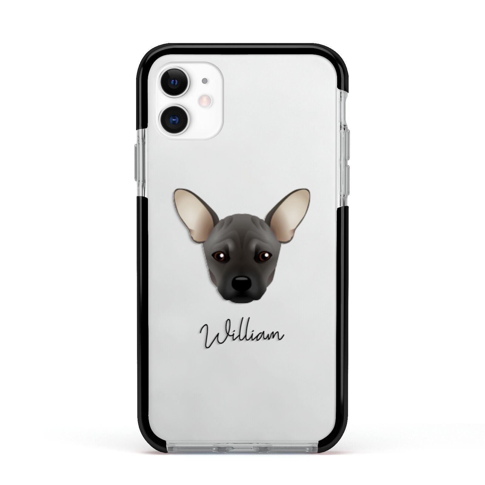 French Pin Personalised Apple iPhone 11 in White with Black Impact Case