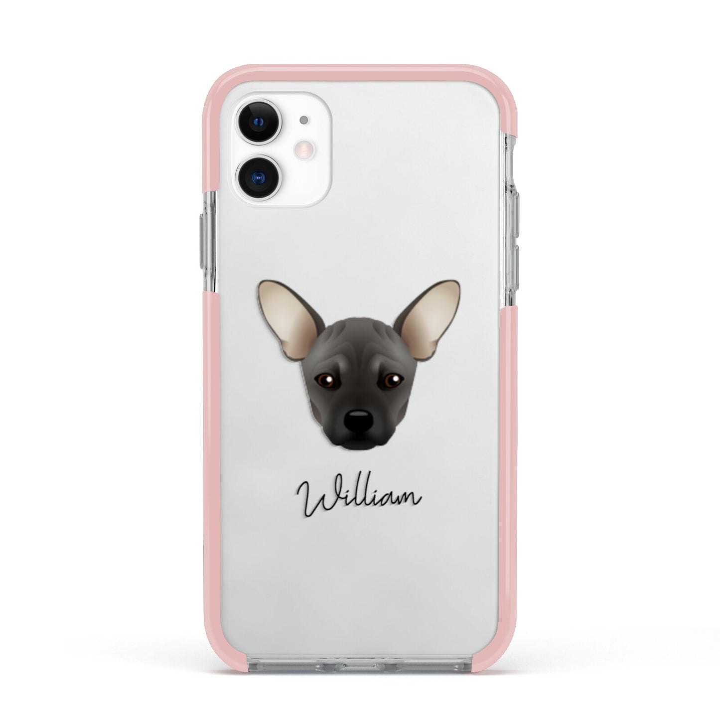 French Pin Personalised Apple iPhone 11 in White with Pink Impact Case