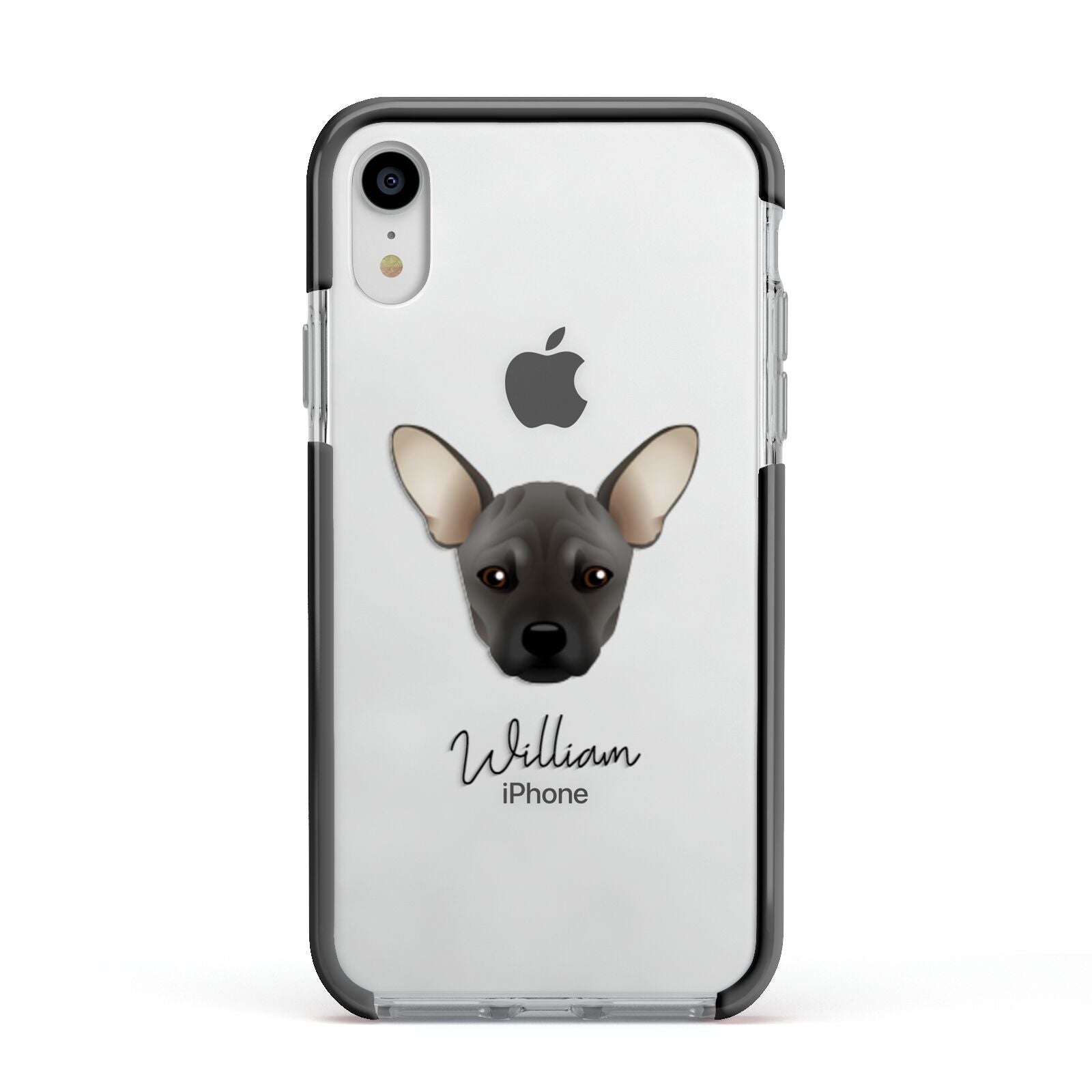 French Pin Personalised Apple iPhone XR Impact Case Black Edge on Silver Phone