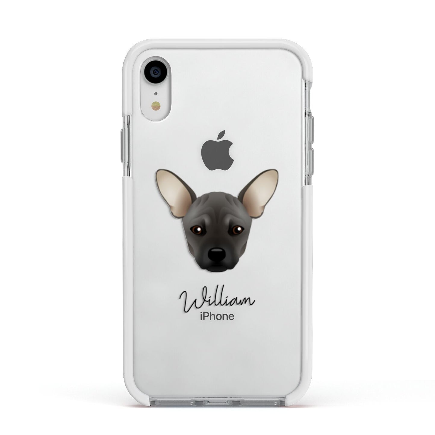 French Pin Personalised Apple iPhone XR Impact Case White Edge on Silver Phone