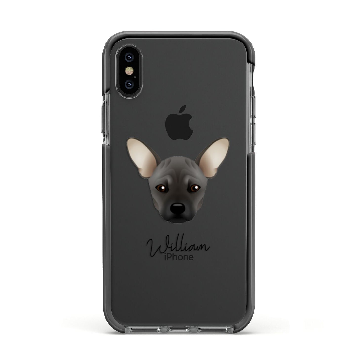 French Pin Personalised Apple iPhone Xs Impact Case Black Edge on Black Phone