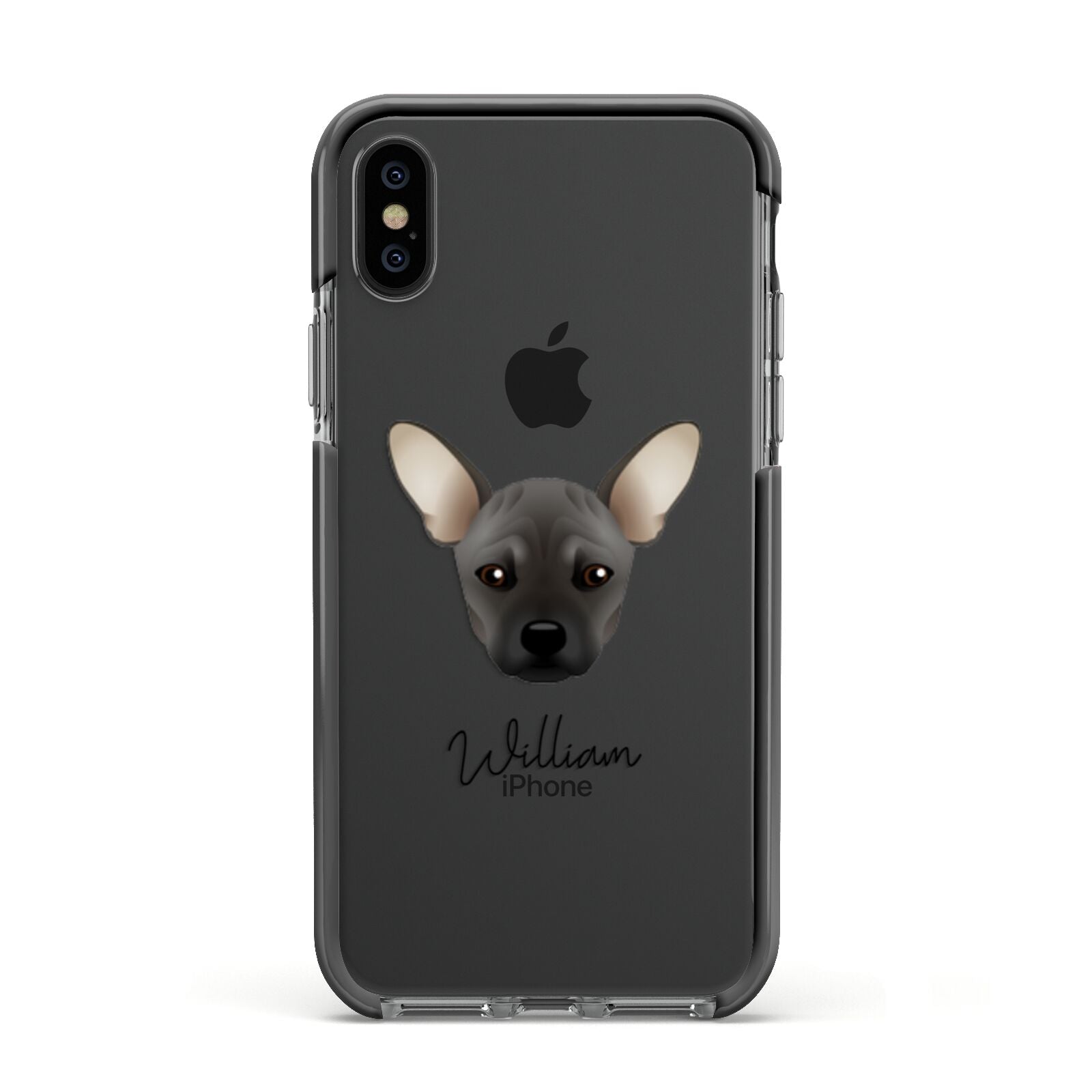 French Pin Personalised Apple iPhone Xs Impact Case Black Edge on Black Phone