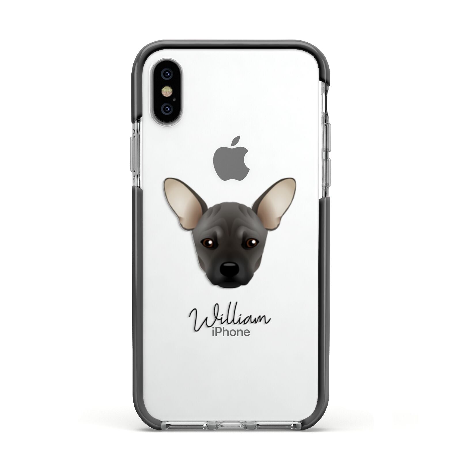 French Pin Personalised Apple iPhone Xs Impact Case Black Edge on Silver Phone