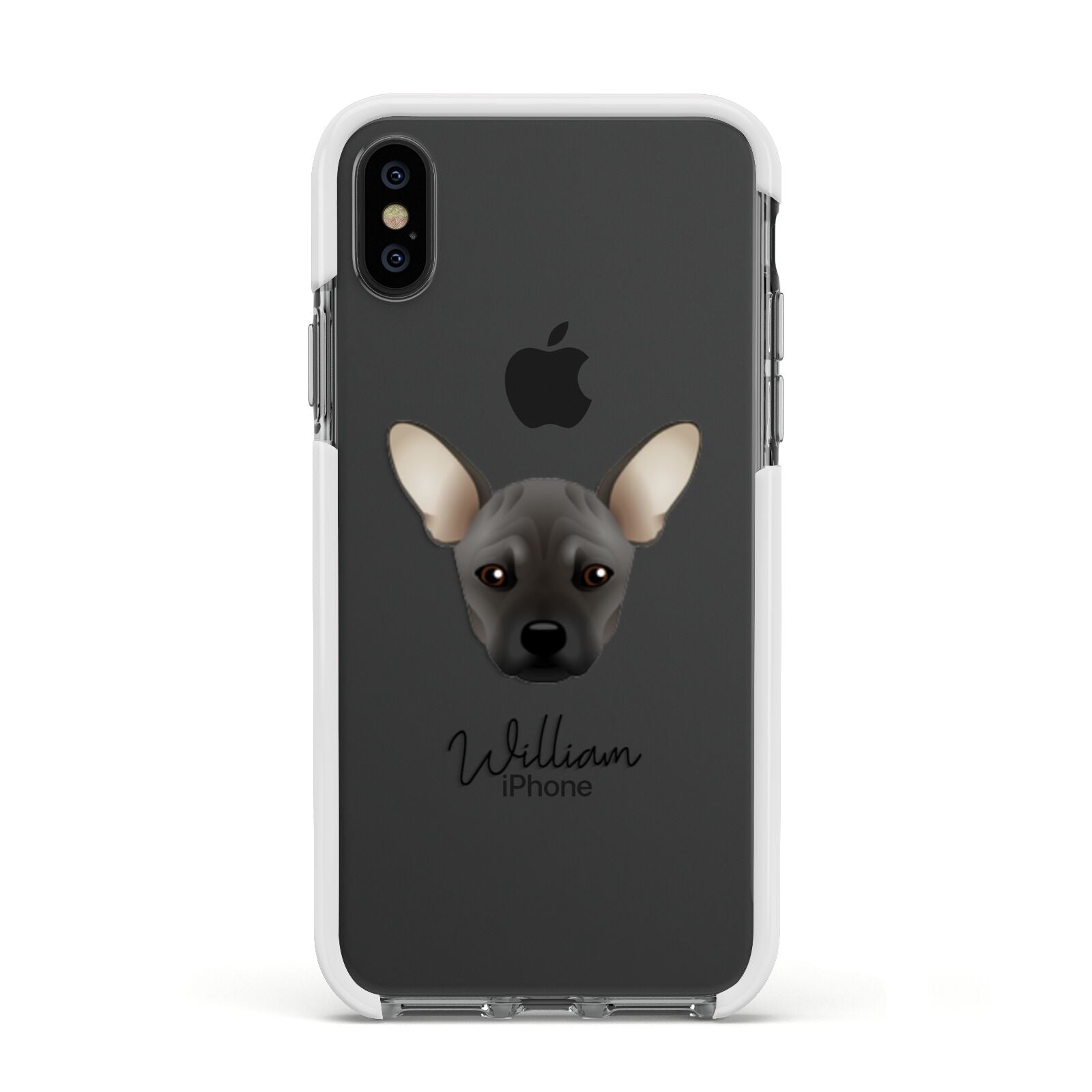 French Pin Personalised Apple iPhone Xs Impact Case White Edge on Black Phone