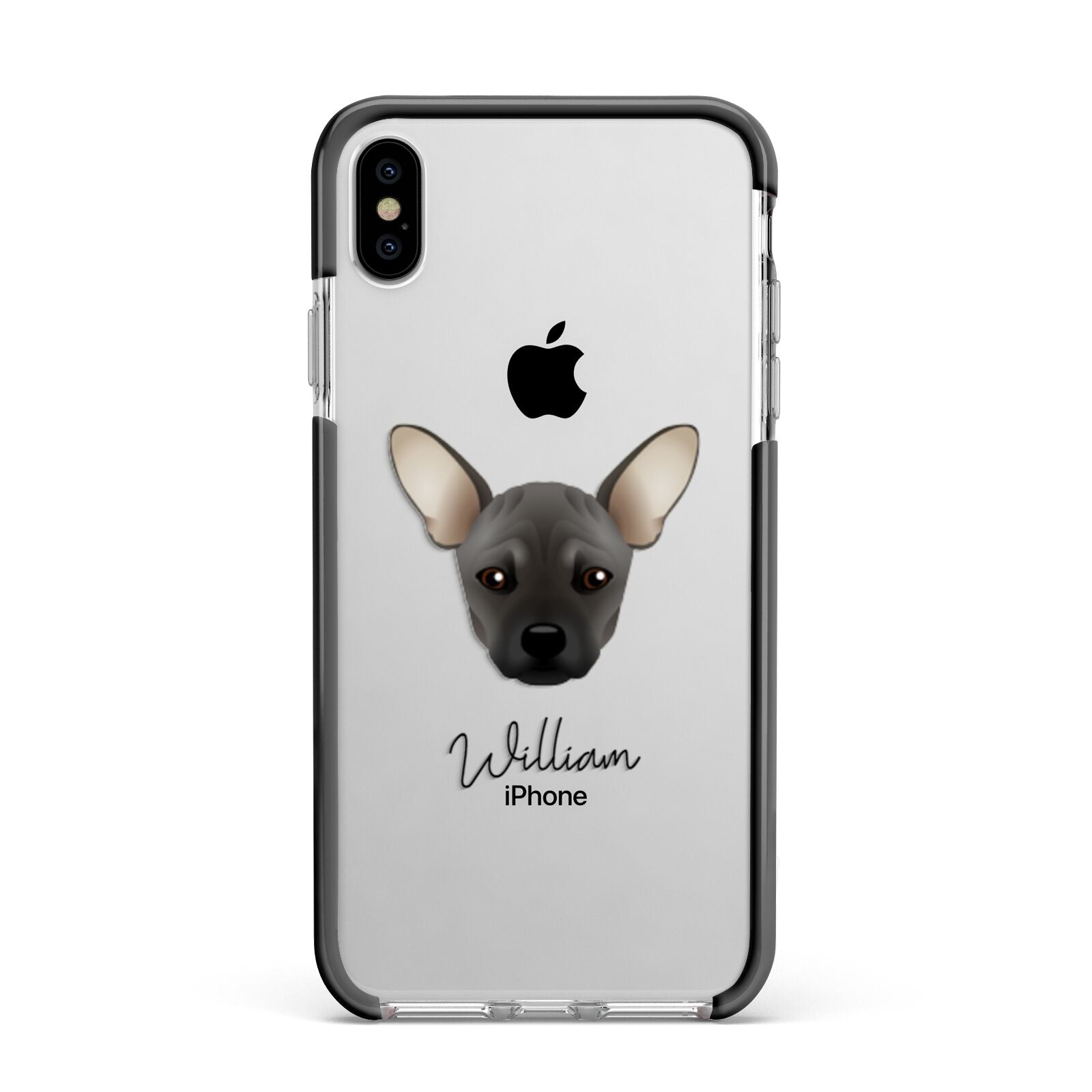 French Pin Personalised Apple iPhone Xs Max Impact Case Black Edge on Silver Phone