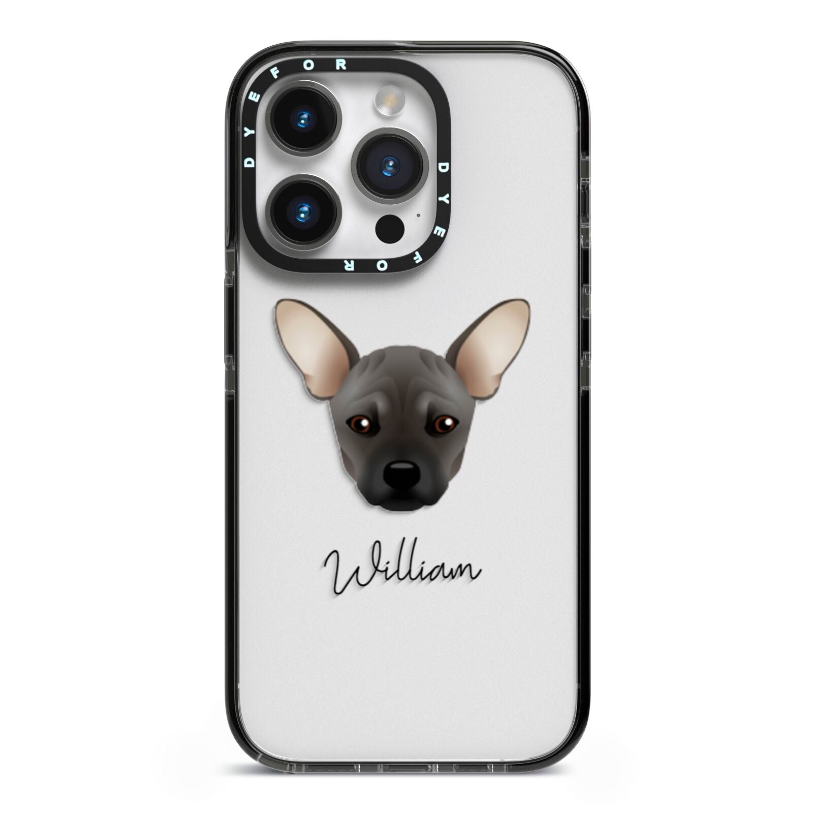 French Pin Personalised iPhone 14 Pro Black Impact Case on Silver phone
