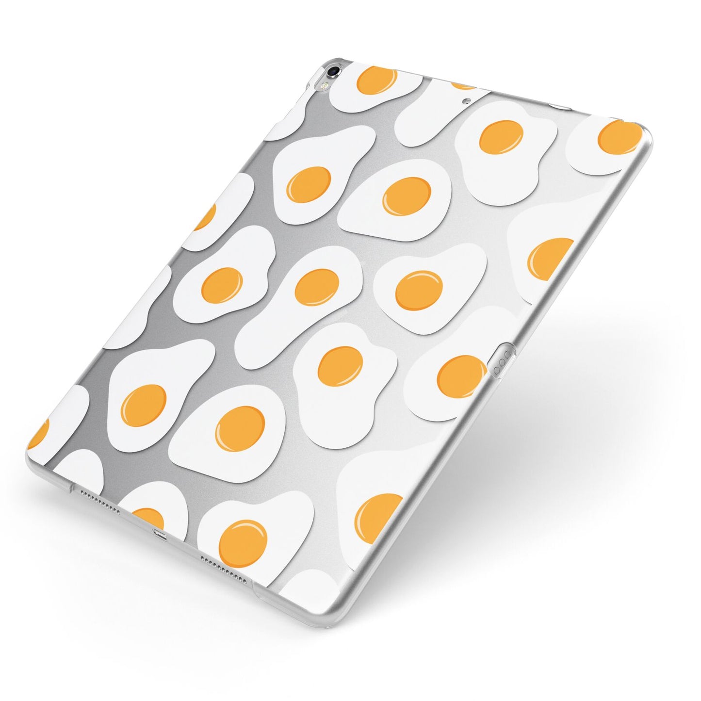 Fried Egg Apple iPad Case on Silver iPad Side View