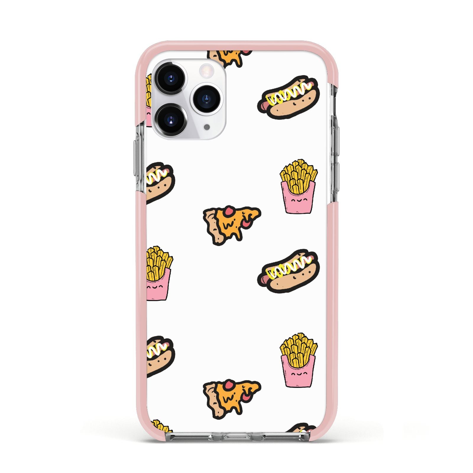 Fries Pizza Hot Dog Apple iPhone 11 Pro in Silver with Pink Impact Case