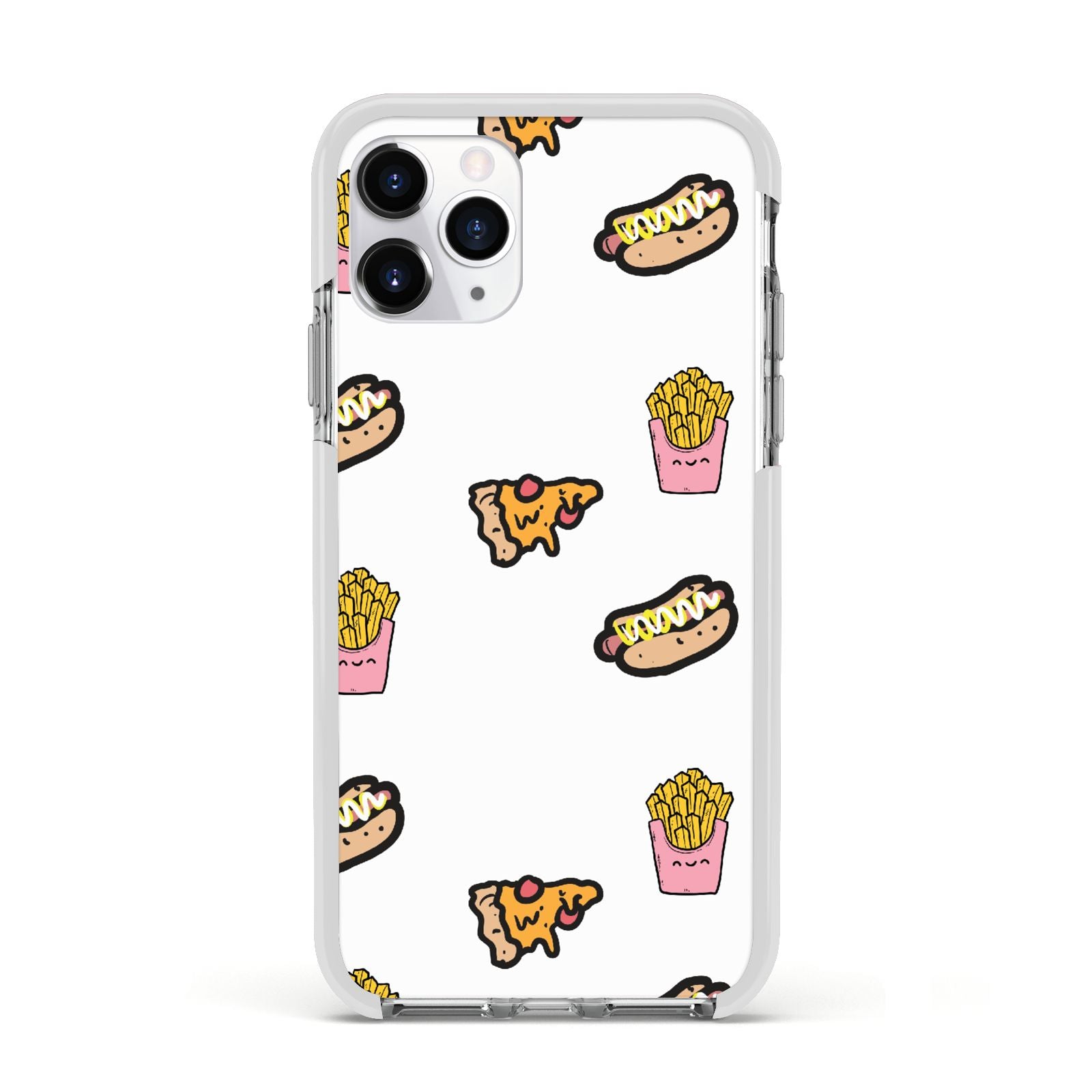 Fries Pizza Hot Dog Apple iPhone 11 Pro in Silver with White Impact Case