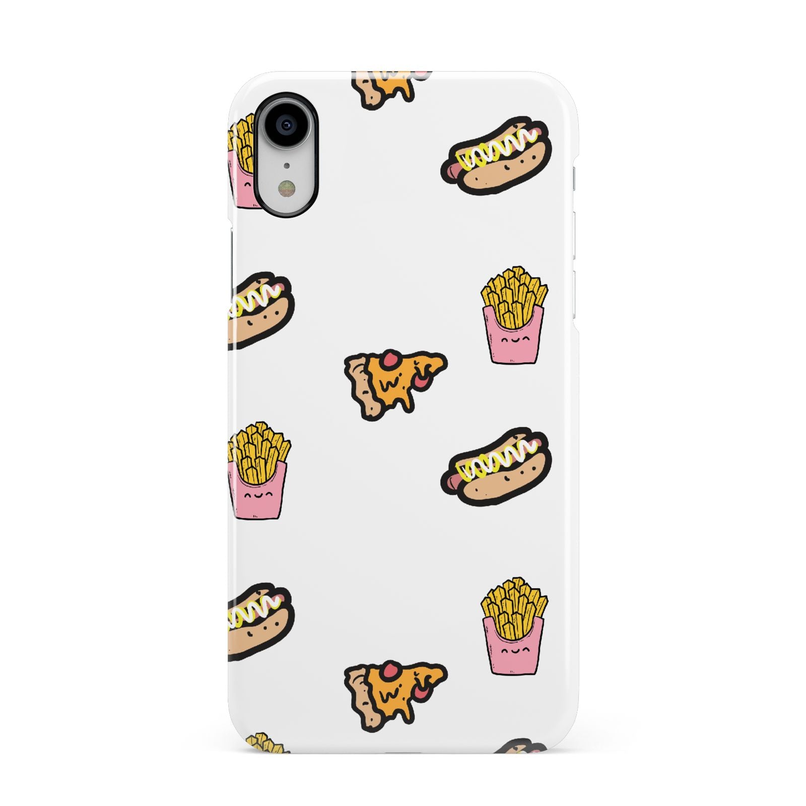 Fries Pizza Hot Dog Apple iPhone XR White 3D Snap Case