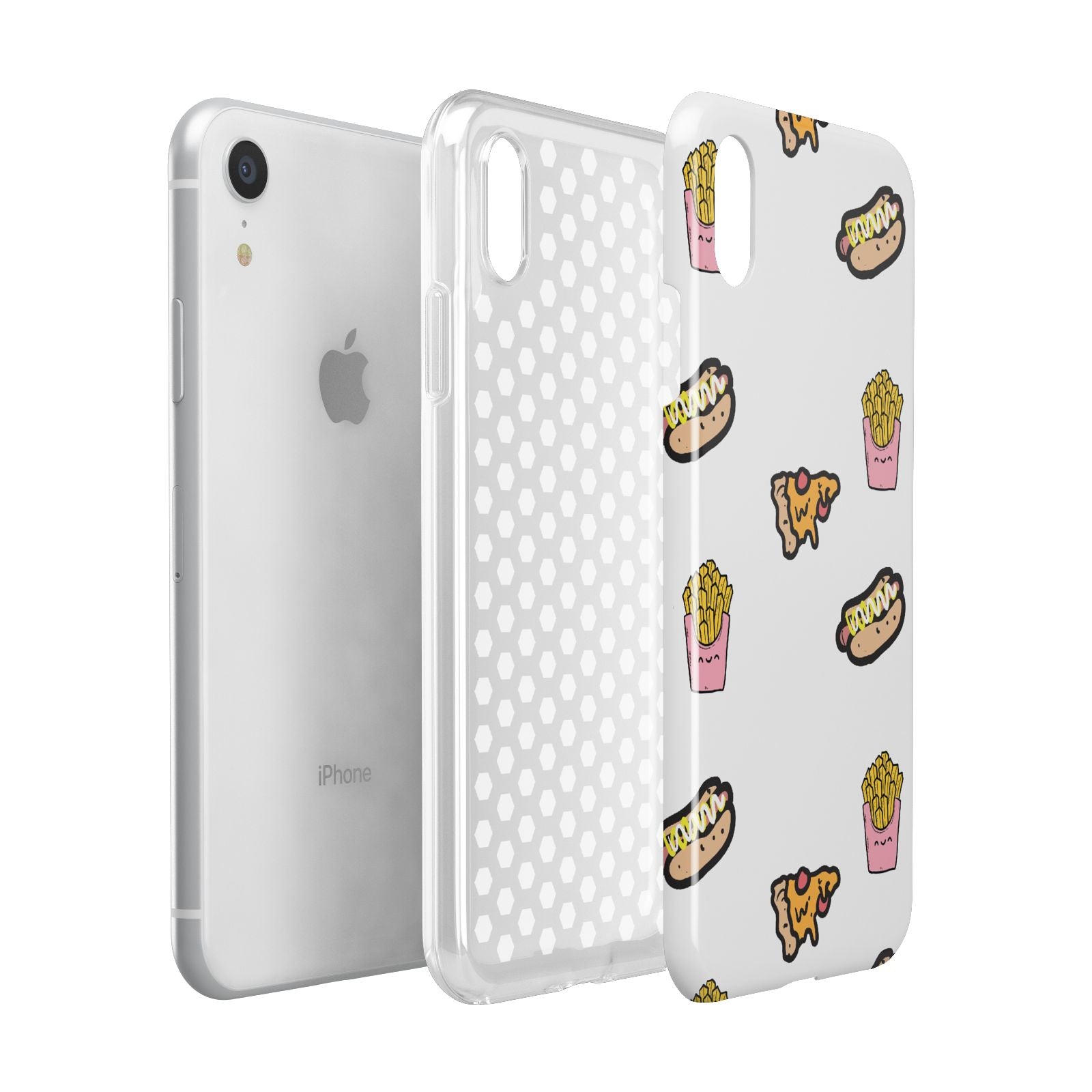 Fries Pizza Hot Dog Apple iPhone XR White 3D Tough Case Expanded view