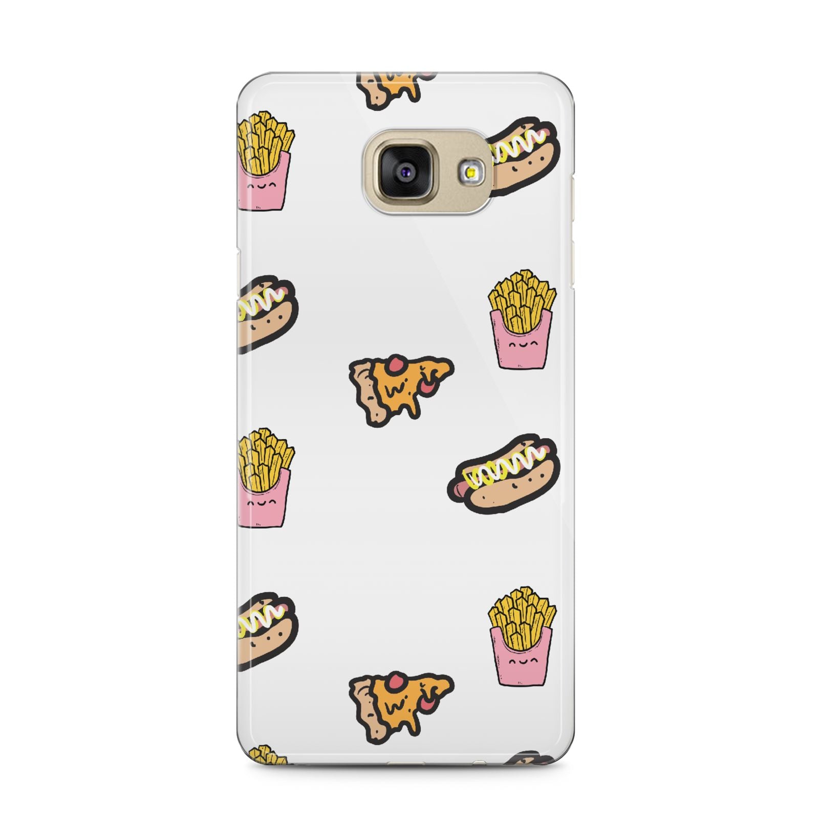 Fries Pizza Hot Dog Samsung Galaxy A5 2016 Case on gold phone
