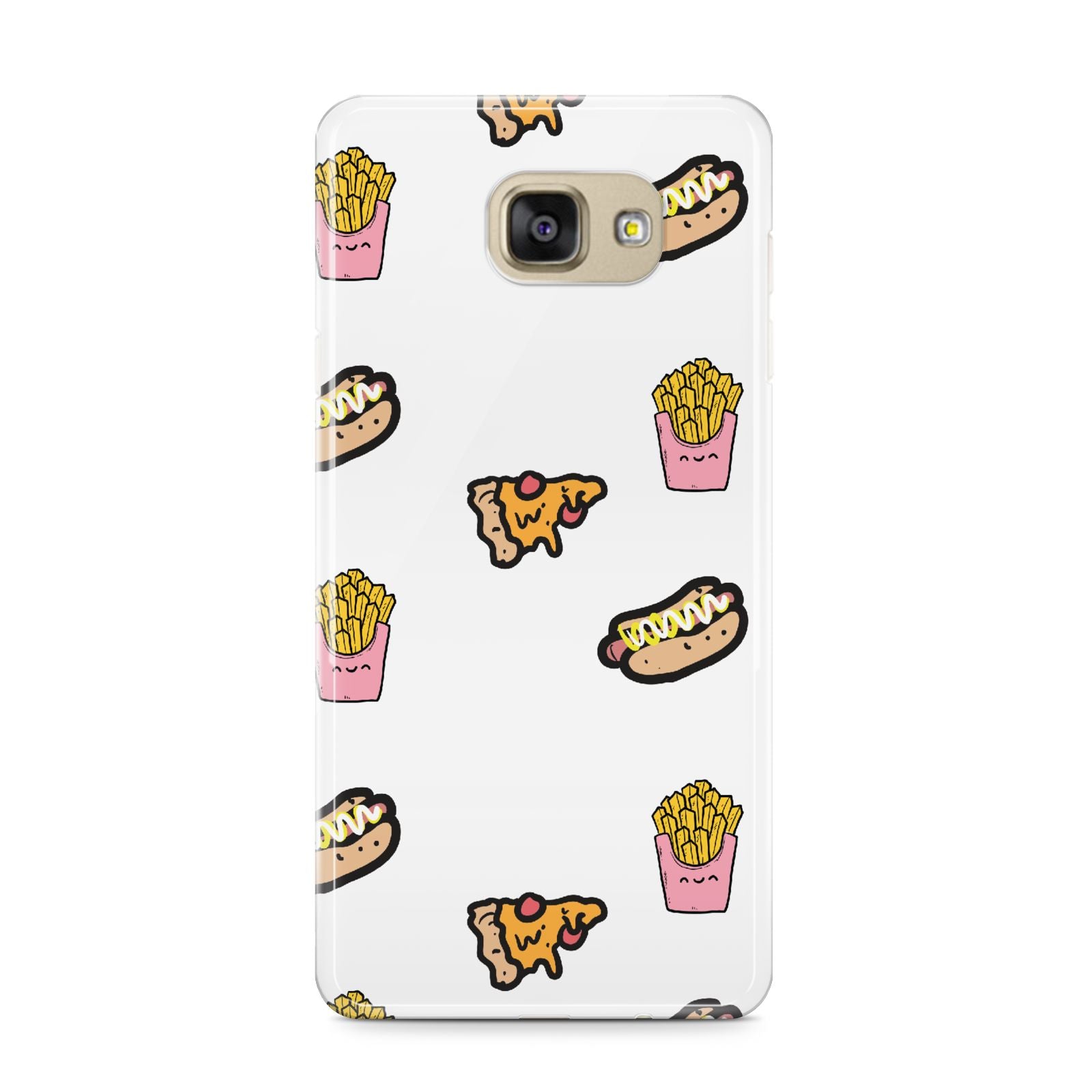 Fries Pizza Hot Dog Samsung Galaxy A9 2016 Case on gold phone