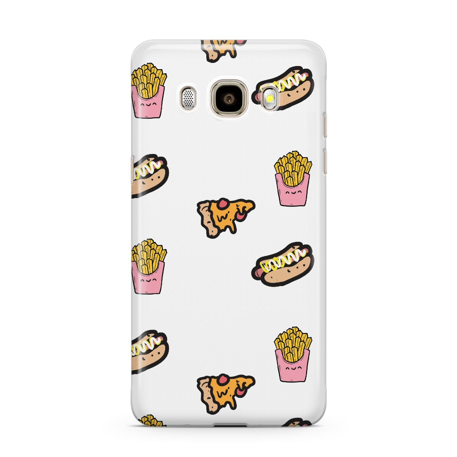 Fries Pizza Hot Dog Samsung Galaxy J7 2016 Case on gold phone
