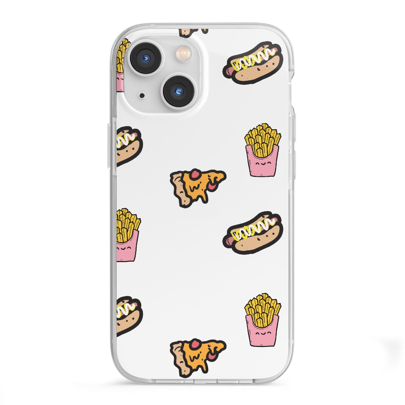 Fries Pizza Hot Dog iPhone 13 Mini TPU Impact Case with White Edges