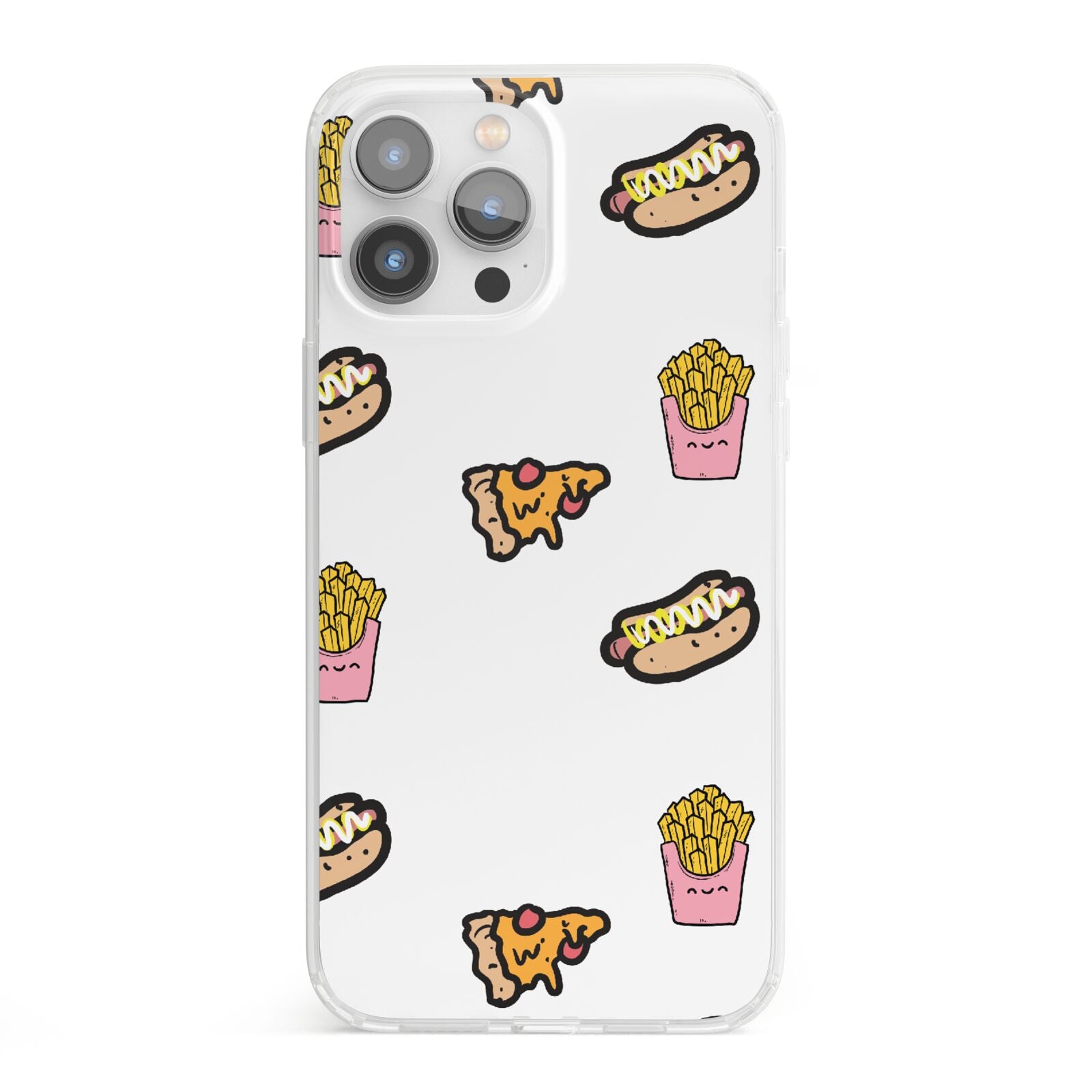Fries Pizza Hot Dog iPhone 13 Pro Max Clear Bumper Case