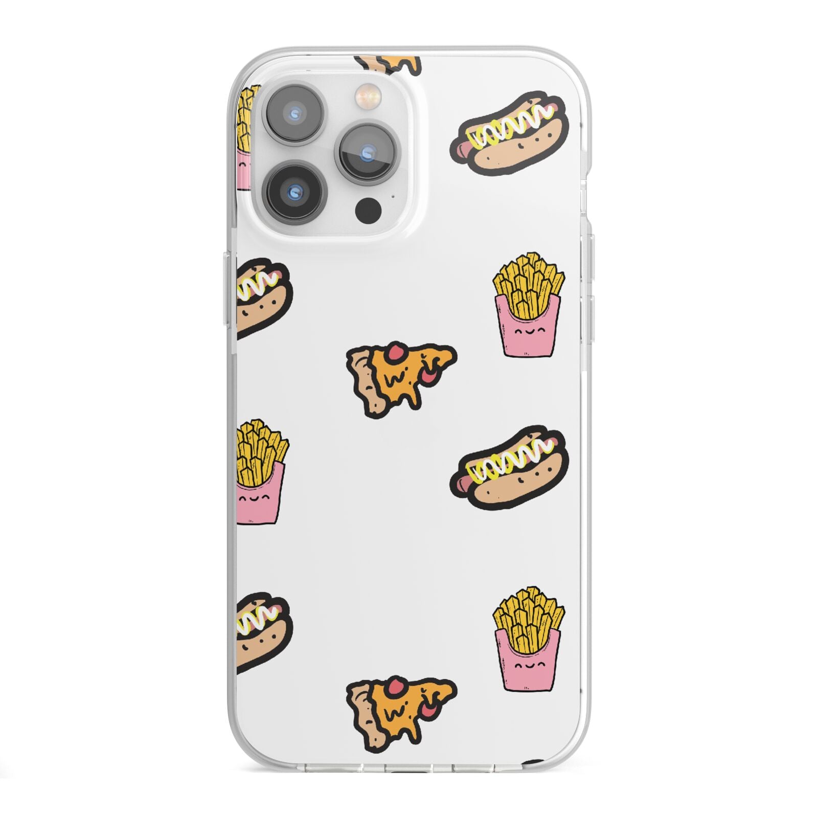 Fries Pizza Hot Dog iPhone 13 Pro Max TPU Impact Case with White Edges