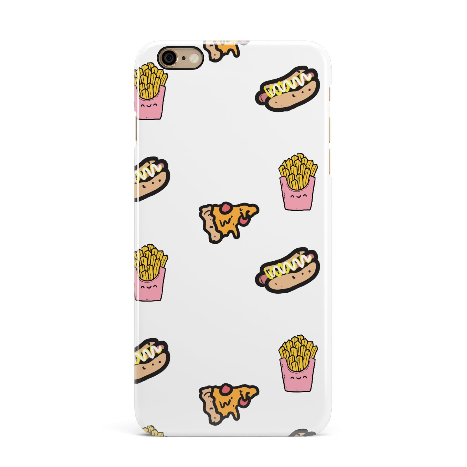 Fries Pizza Hot Dog iPhone 6 Plus 3D Snap Case on Gold Phone